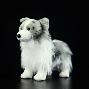 Bode Collie 보더 콜리 개 강아지 동물 28cm 봉제 인형 애착인형 꿈꾸는다락방, 그레이, 1개