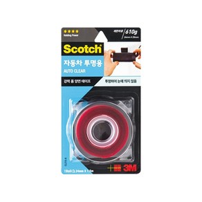 3M 스카치 자동차용 투명 폼 양면 테이프 24mm x 1.5m, 2개