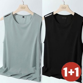 besteffie 1+1 남성 여름 슬리브리스 티셔츠 통기성 좋은 스포츠 탑 머슬핏나시 헬스 K97