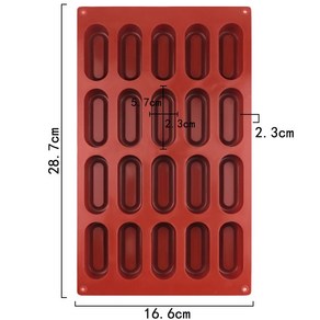 소프트 휘낭시에 디져트 무스 6구 베이킹 몰드 고온 실리콘 틀 그리드, 브라운 롱 홈(20개), 1개