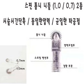 수지스핀니들 0.7mm 1.0mm 엠보대 수지대 롤러니들 반영화문신 콤보기법 산소니들 낱개, 1개