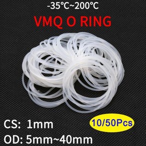 10/50pcs VMQ 화이트 실리콘 오링 개스킷 CS 1mm OD 5 ~ 40mm 식품 학년 방수 와셔 고무링 절연 라운드 모양의 인감, 31) OD 20mm ID 18mm - 10pcs -, 10개