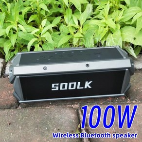 방수스피커 SODLK T200 블루투스 100W 고출력 서브우퍼 IPX5 10400mAh 초장시간 대기 배터리 지지대 TF 카드 USB, 1.Black