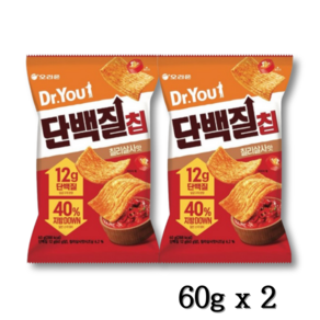 오리온 닥터유 단백질칩 칠리살사맛 대용량 봉지과자 (60gx2개), 4세트, 120g