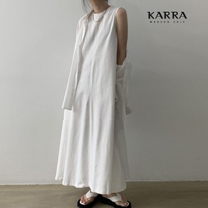 카라 KARRA 린넨터치슬리브리스롱원피스 A3F0975