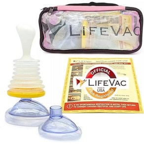 LifeVac 라이프백 휴대용 흡입 구조 장치 여행 키트 핑크 어린이 성인 하임리히 기도 폐쇄 응급처치 미국, 1개