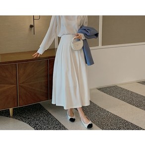 [리리앤코] 마키엘 코튼 뒷밴딩 맞주름 롱 스커트