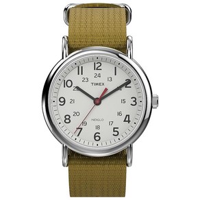 Timex 유니 위켄더 38mm 시계 그린 화이트 크롬, 그린/화이트/크롬