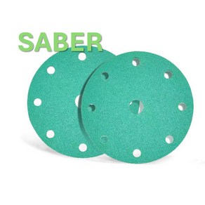 SABER 6인치(150mm) 9홀 지르코니아 필름 원형사포 (1BOX 100장), #150, 1개