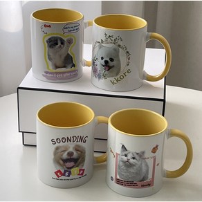 프리미엄 커스텀 강아지 고양이 머그컵 입양선물 MBTI 단체주문 돌 생일 여행 입학 우정여행, 1개, 핑크