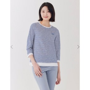 [지센창원]여성 스트라이프 자수 스몰포인트 라운드 7부 티셔츠 3색 LCTSP371