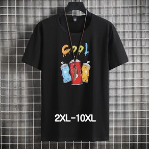 쥬엔리치 4XL~10XL 남자 빅사이즈 반팔 티셔츠 면 라운드 넥 캐쥬얼 남성 루즈핏 여름 티