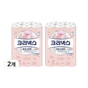 크리넥스 3겹 천연펄프 순수소프트 카카오 28MX24롤X2팩, 없음, 2개