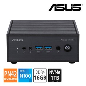 ASUS PN42-B-SN054MU N100 (16GB/NVMe 1TB) 미니PC 팬리스 듀얼랜 임베디드, 단품, 16GB, 블랙, 1TB, WIN11 Home