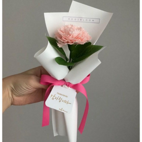 [로기블룸] 어버이날 비누 카네이션 한송이 꽃다발 스승의날, 핑크