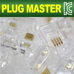 PLUG MASTER 6P4C RJ11 플러그(100개)/P6-003/RJ-11 커넥터/전화선 케이블 제작/금도금 핀/Staight, 본상품선택, 본상품선택, 100개입, 1mm