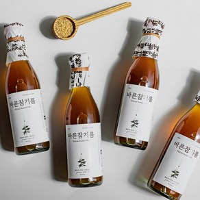 꼬소한 바른 참기름 통참깨 100% 저온압착, 4개, 350ml