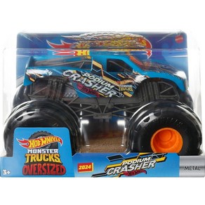 Mattel Hot Wheels 몬스터 트럭 포디움 크래셔 블루 [1:24 스케일 다이 캐스트] 오버사이즈, 1개