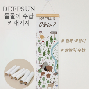 DEEPSUN 돌돌이 수납 원목 벽걸이 키재기자, 숲속, 1개