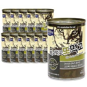 태비탑퍼 먹고먹고 또먹고 고양이캔 생선, 타우린, 400g, 12개