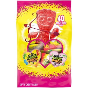 SOUR PATCH KIDS 오리지널 앤 워터멜론 부드럽고 쫄깃한 발렌타인 데이 캔디 버라이어티 팩 벌크 캔디 스낵 팩 40개 199421, 1개, 530g