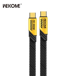 WEKOME 위컴 스마트 케이블 100W C to C 초고속 충전 케이블 WDC-192, 1개, 옐로우, 1200mm