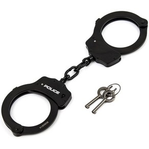 POLICE 수갑 더블락 스틸 전문가 법 집행 헤비 듀티 메탈 힌지경첩 금속, Chain Metal Handcuffs, 1개