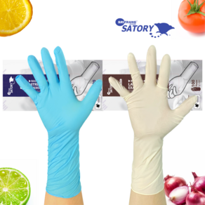 손목긴 두꺼운 니트릴 라텍스 고무장갑 100매 Long Fit Nitile Latex Glove 30cm, 블루, 중(M), 1개