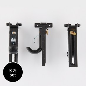 홈드레브 길이조절 봉 브라켓 2단 25mm, 3개, 블랙