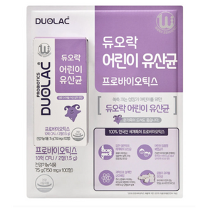 바이오텍 듀오락 키즈 아이 어린이 유산균 750mg X 100정 영양제, 1개