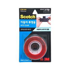 3M 스카치 강력 자동차 투명 폼양면테이프 CL215-A/24mm X 1.5m /블랙박스 하이패스용, 1개