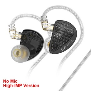 KZ AS16 Po HIFI 헤드폰 2PIN 분리식 케이블 마니아 와이드 오디오 음악 IEM 헤드폰 16BA 밸런스 허브 헤드폰 소음 감소 모션 헤드폰, Black No Mic