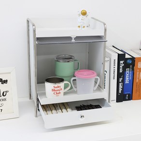 HK.sell 디키 다용도 홈카페 수납 슬라이드 서랍형 정리대, 화이트, 1개