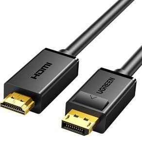 Ugreen DisplayPort to HDMI 케이블 3M/U-10203/4K UHD 30Hz/디스플레이포트(DP)/고성능 칩셋 탑재/복제모드/확장모드/알루미늄 차폐/편조 차폐/