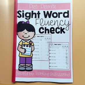 Sight Wod Fluency Check 아이들 학습 읽기 쓰기 활동 워크북 유아영어워크북 어린이 홈스쿨 워크북, Pe Pim (42 Pages)