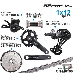 SHIMANO DEORE M6100 12 단 그룹 세트 시프터 리어 체인 MT510 크랭크셋 하단 브래킷 및 11-50T 52T 카세트 스프로킷 포함, 5)Goupset1 CS52T - 34T - 175m, 1개