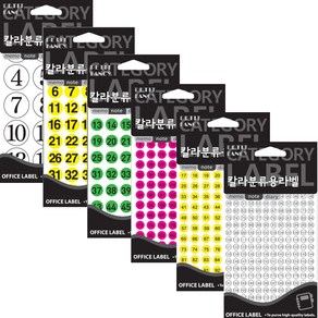 [동화오피스] 숫자견출지 / 칼라 원형 숫자스티커, 20-413 09mm 형광연두
