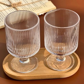 빈티지 플리츠 고블렛 커피잔 와인잔 240ml, 4개