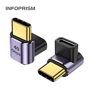 INFOPRISM / C타입 USB 4.0 90도 각도 변환 OTG 꺾임 젠더 (L형), 2개, 혼합색상(일반형), 12mm