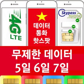 비나폰 유심 데이터 무제한 통화 5일 6일 7일 베트남 유심 칩 스카이패스로밍