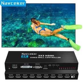 4K HDMI 비디오 월 컨트롤러 3x3 HDMI DVI 비디오 월 프로세서 멀티 비디오 스크린 프로세서 스플라이서 1X2 1X4 1X3 2X1 2x3 3x2 4X2, 3.ZY-AP1 - UK Powe Plug, 1개