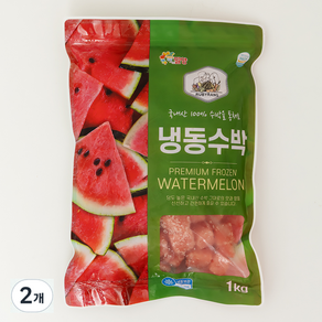 루비랑 국산 냉동 수박 다이스 수박주스 땡모반, 2개, 1kg