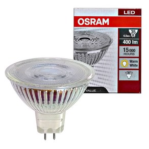 오스람 LED MR16 12V 4.5W 전구색 2700K 핀타입 35W대체, 1개