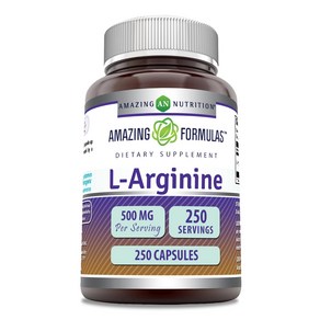 어메이징 L-아르기닌 500mg 250캡슐 아미노산영양제 L-Aginine, 250 카운트 (1 팩), 1개, 250정