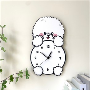 비숑 강아지시계 벽시계 인테리어 벽걸이 거실, M