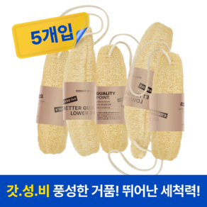 스탠다드145 자연한조각 잘라쓰는 천연 수세미, 1세트, 5개입