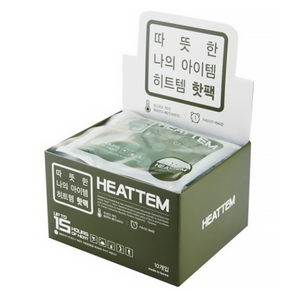 코레카 히트템 핫팩 그린 (160g) 1통 10개입 스키 보드 겨울 낚시 캠핑 골프 핫팩, 1세트