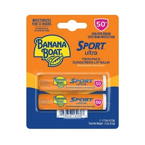 Banana Boat 스포츠 울트라 립밤 자외선 차단제 SPF 50 트윈 팩, 1개