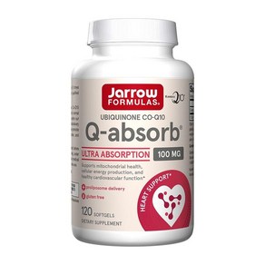미국 정품 재로우 Q-앱솔브 Co-Q10 100mg 소프트젤 글루텐 프리, 1개, 60정