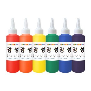 (사은품증정) 감성물감 140ml 6색 스노우키즈 유아 아기 색감교육 핑거페인트 유아물감 미술놀이 물감놀이 촉감놀이, 감성물감140ml(6색)+사은품:포리시트 멀티(랜덤)